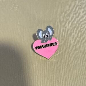 Vintage pink heart grey silver mouse pin philanthropy lapel hat